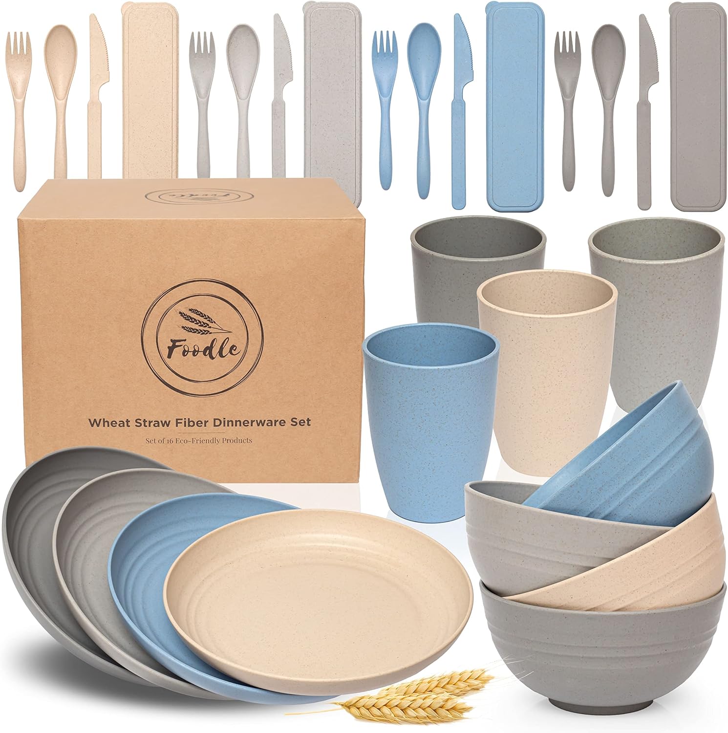 FOODLE Wheat Straw Dinnerware Set for Safe and Easy Dining