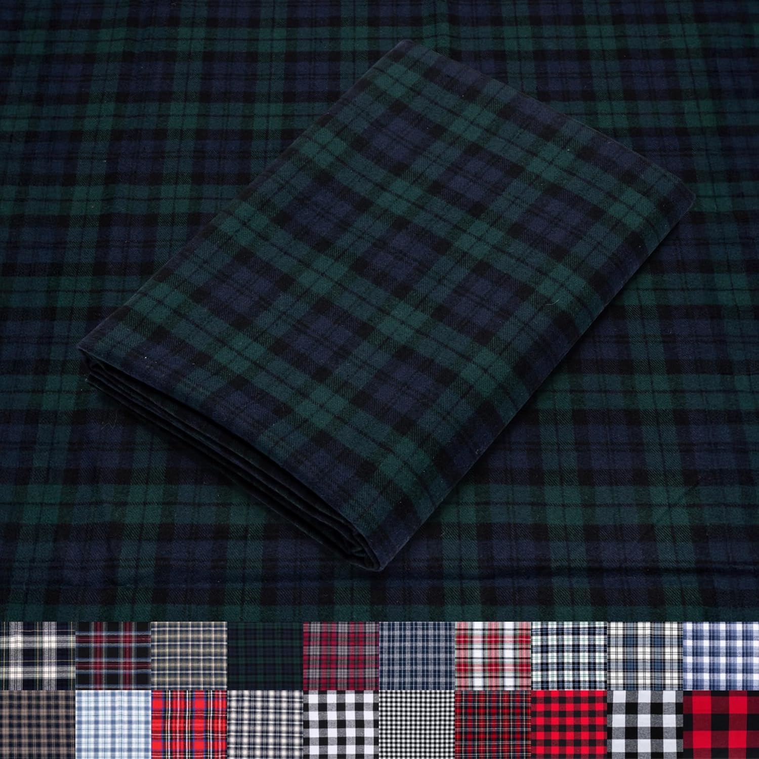 Pico Textiles 10 Yards Bolt Blue Green Blackwatch Tartan Fabric