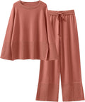 ANRABESS Womens 2 Piece Oversized Knit Sweater Set - Cozy Wide Leg Set