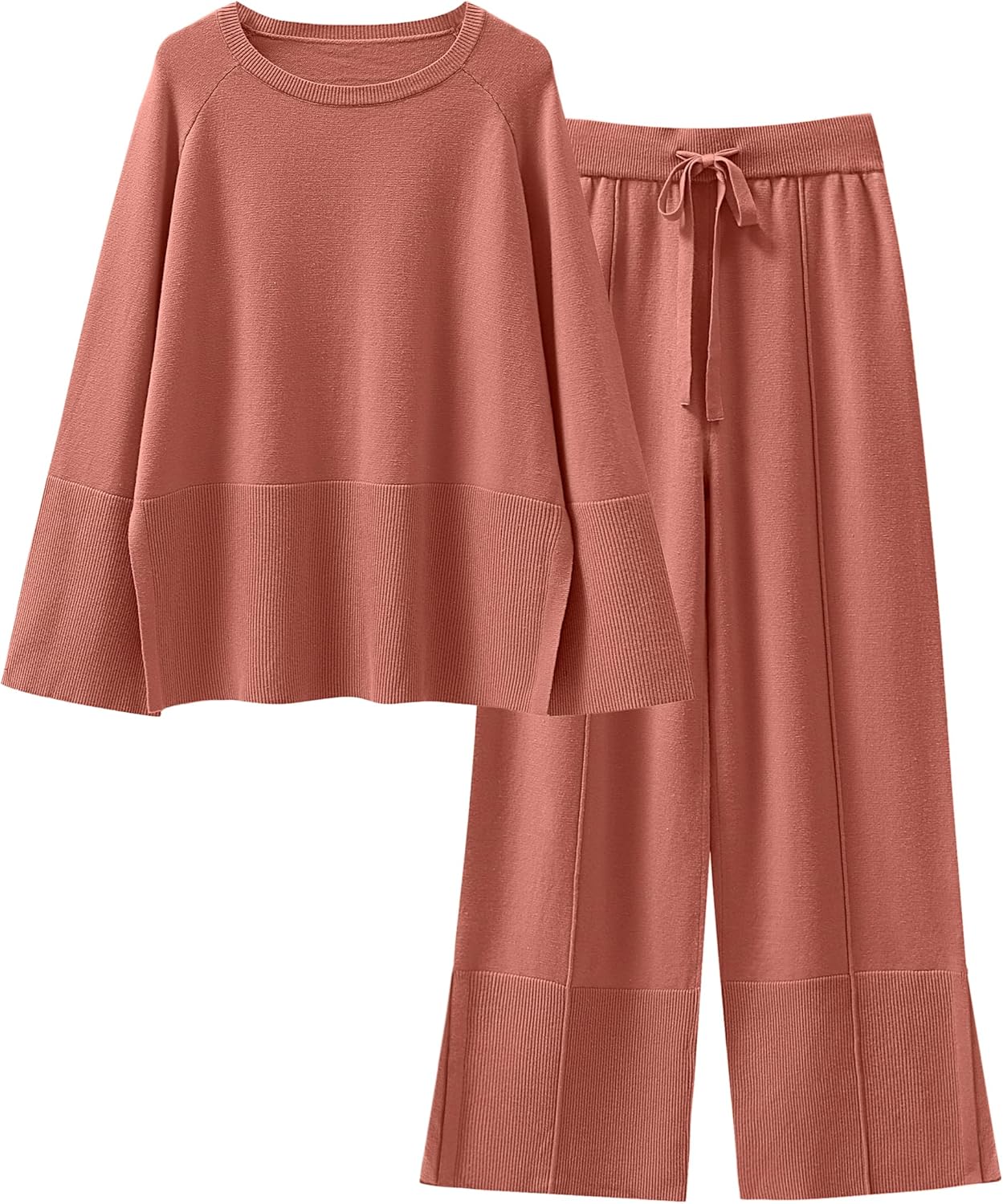 Oversized Knit Sweater Set and Wide Leg Pant Cozy Lounge Set