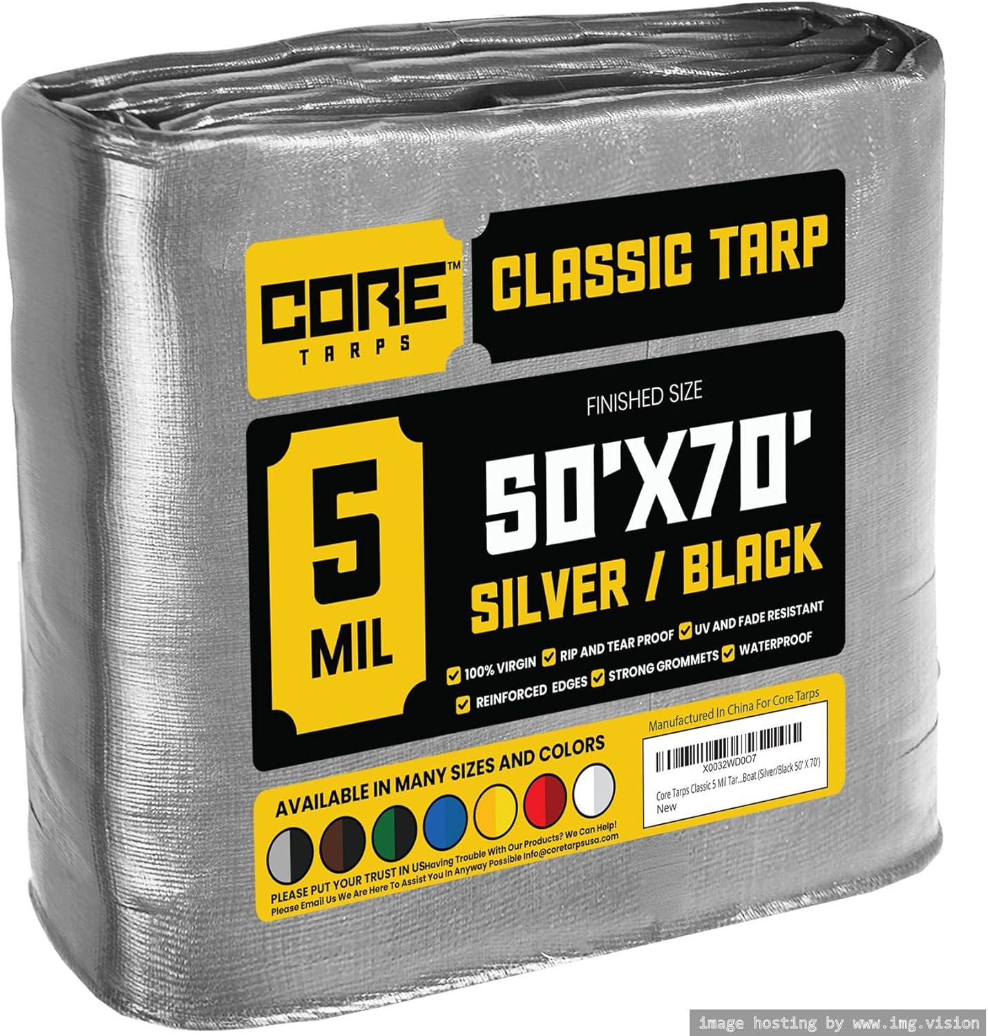 Core Tarps Classic 5 Mil Tarp Cover - Waterproof & UV Resistant