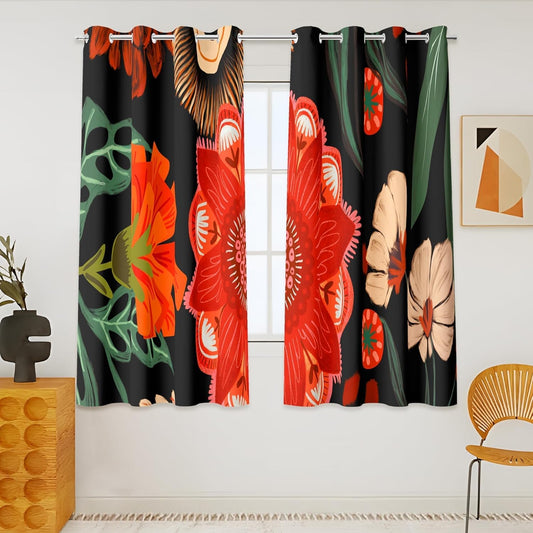 100% Blackout Boho Floral Curtains for Stylish Home Decor