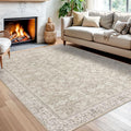 Cream Beige White Grey 5x7 Area Rug for Bedroom - Soft Vintage Look