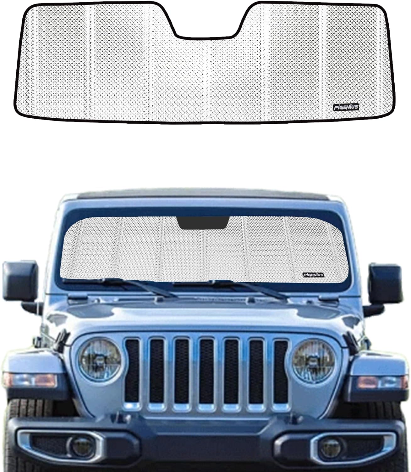 Windshield Sun Shade for Jeep Wrangler 2011-2018 with UV Protection