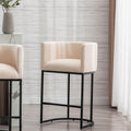 Contemporary Cream Linen Bar Stool 29in Counter Height - Sleek Comfort
