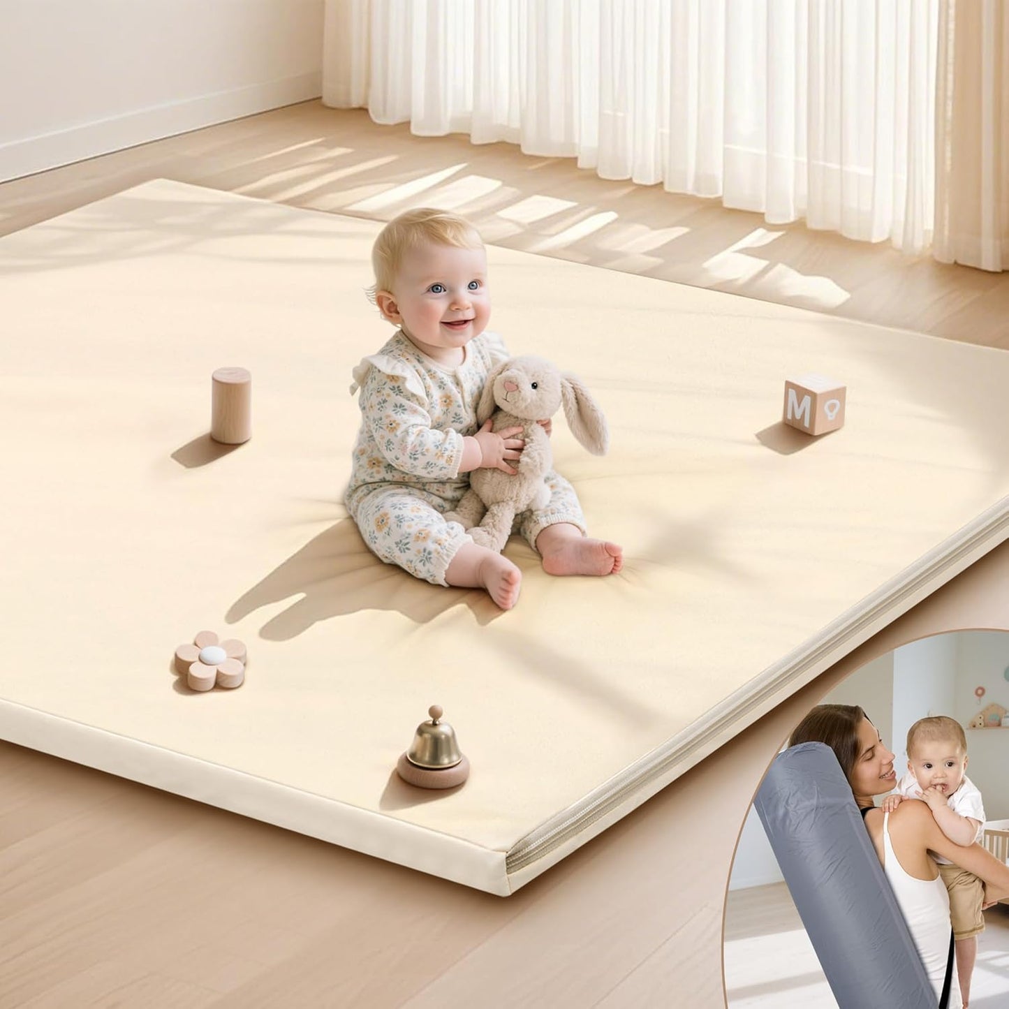 HARBOLLE Baby Play Mat 47x47 Inches for Tummy Time