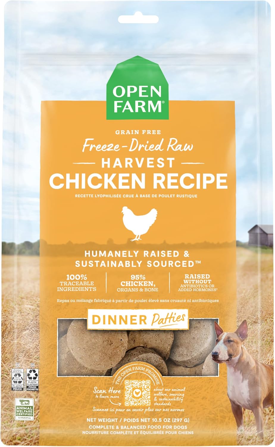 Open Farm Freeze Dried Raw Dog Food Patties with 95% Meat