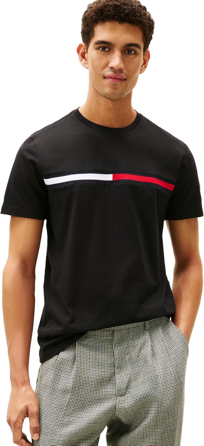 Tommy Hilfiger Men's Short Sleeve Signature Stripe Graphic T-shirt