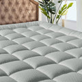 California King Microfiber Quilted Fitted Mattress Pad - Light Grey