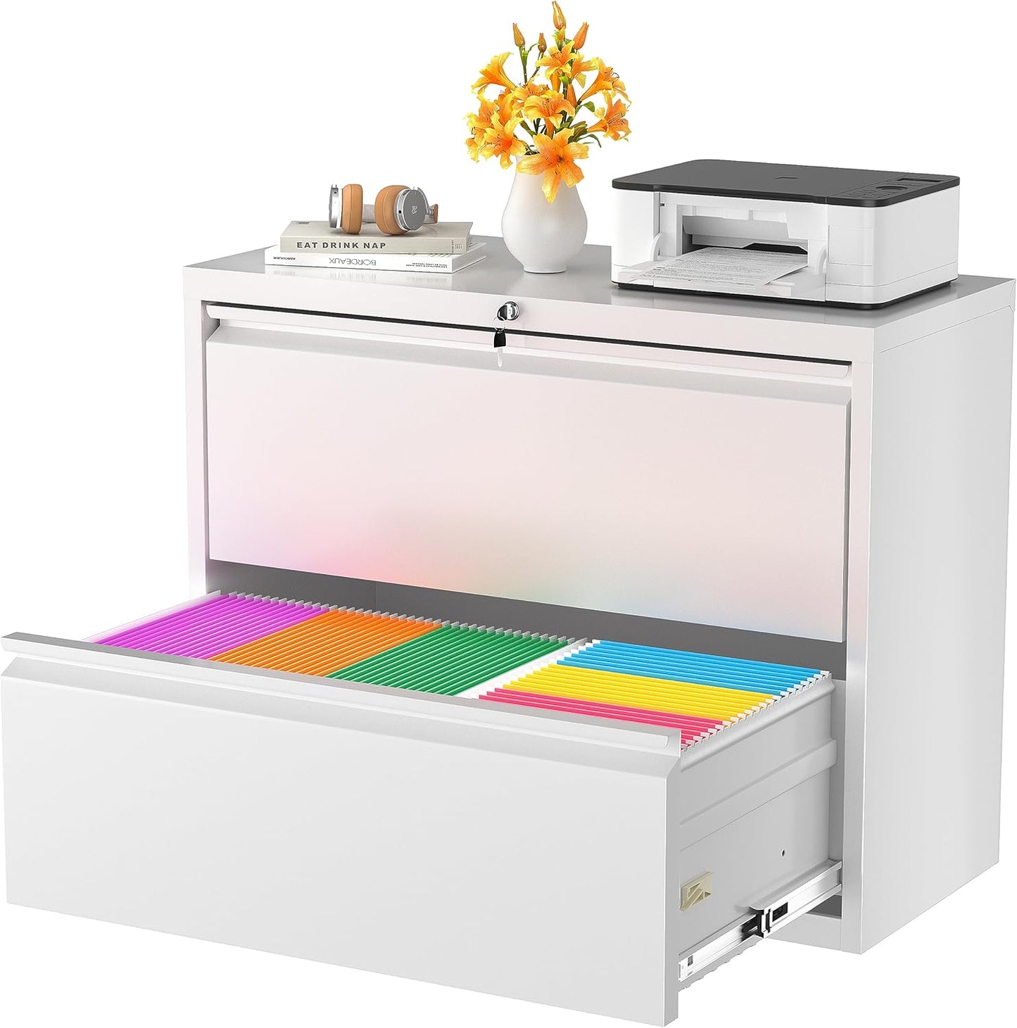 Superday Metal Lateral File Cabinet with Lock for Home Office