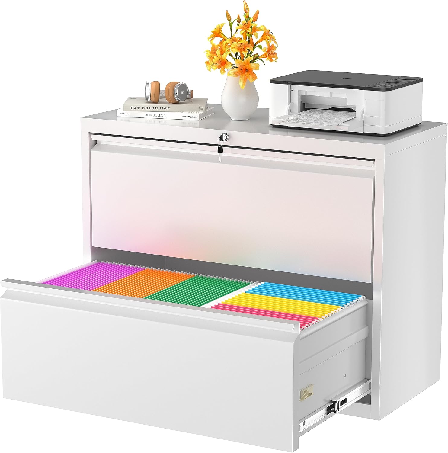 Superday Metal Lateral File Cabinet with Lock for Home Office
