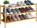 BMOSU 3-Tier Bamboo Extended Shoe Rack - Stackable Space Saver