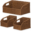 Wicker Baskets for Organizing Pantry and Kitchen Counter - 3 Pack