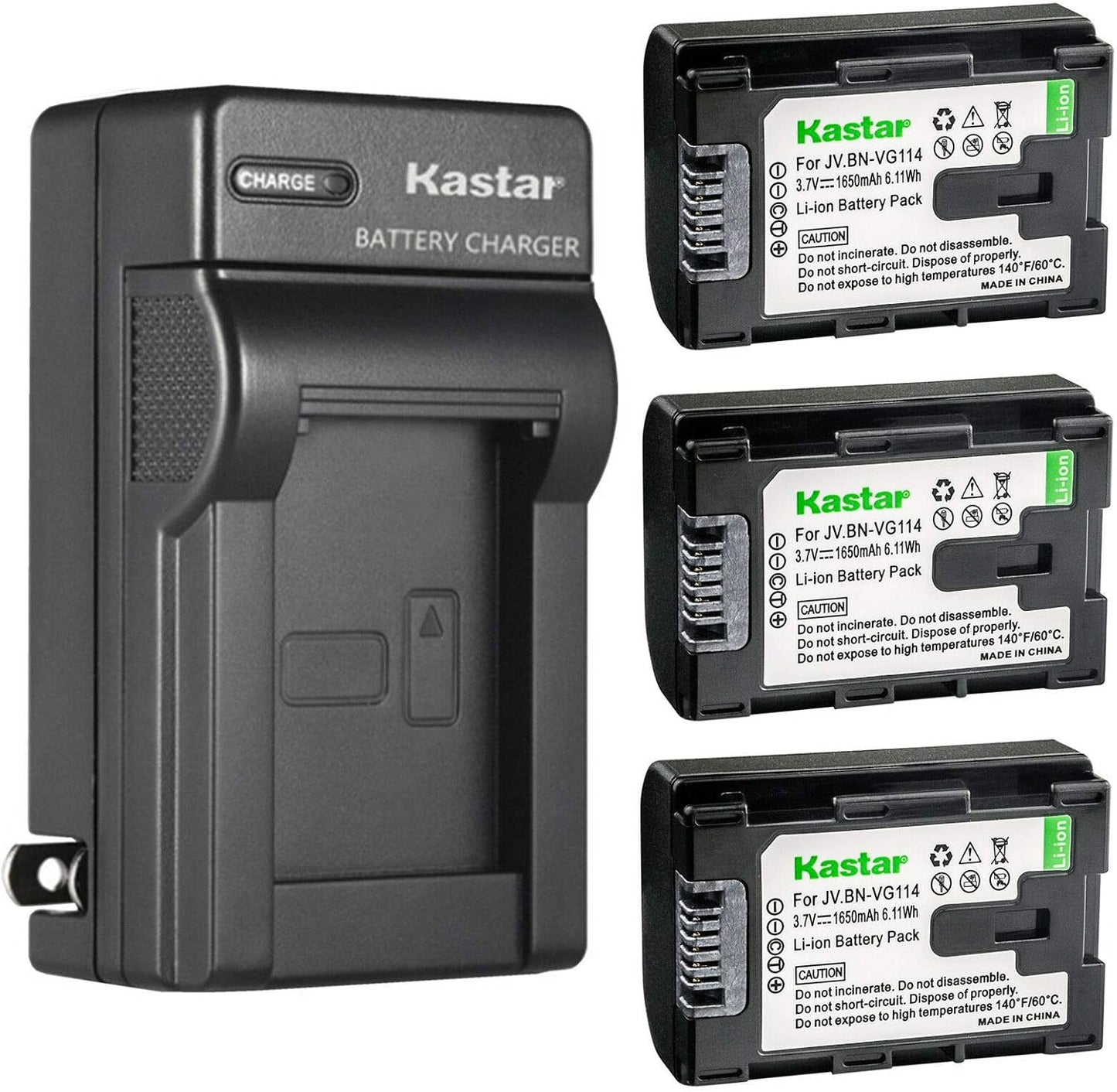 Kastar 3-Pack Battery and AC Wall Charger for JVC Cameras