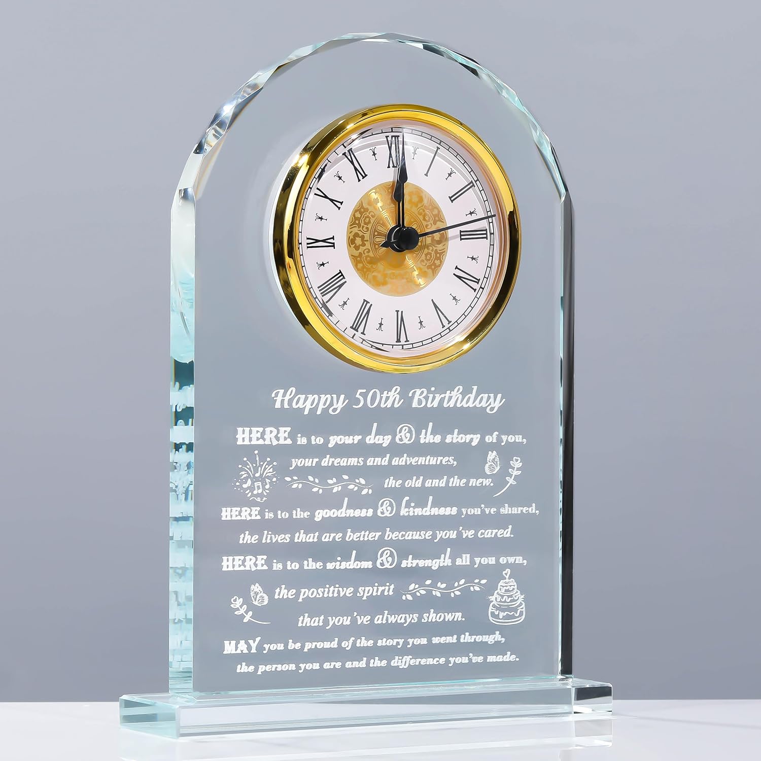50th Birthday Gifts for Women Men - Unique Crystal Clock Present