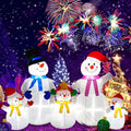 9 FT Long Christmas Inflatable Snowman Family of Five - Bright LED