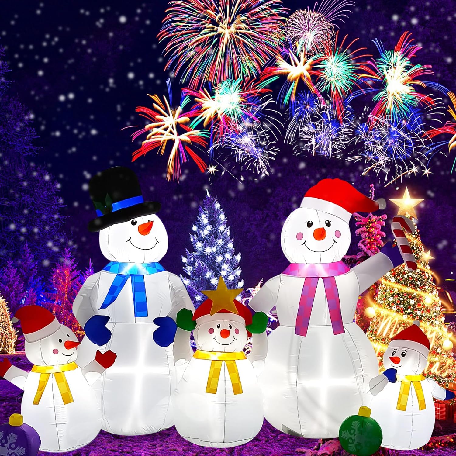 9 FT Long Christmas Inflatable Snowman Family for Holiday Cheer