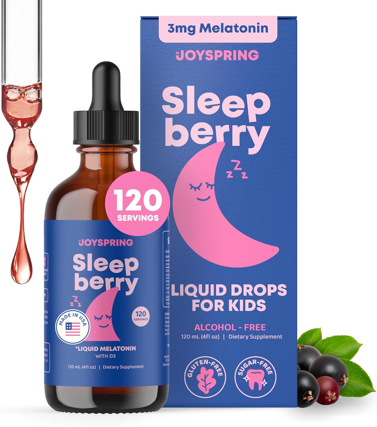 JoySpring SleepBerry Kids Melatonin Liquid - Gentle Sleep Support