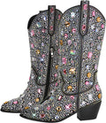 Sparkly Rhinestone Cowboy Cowgirl Mid Calf Boots - 2in Heel