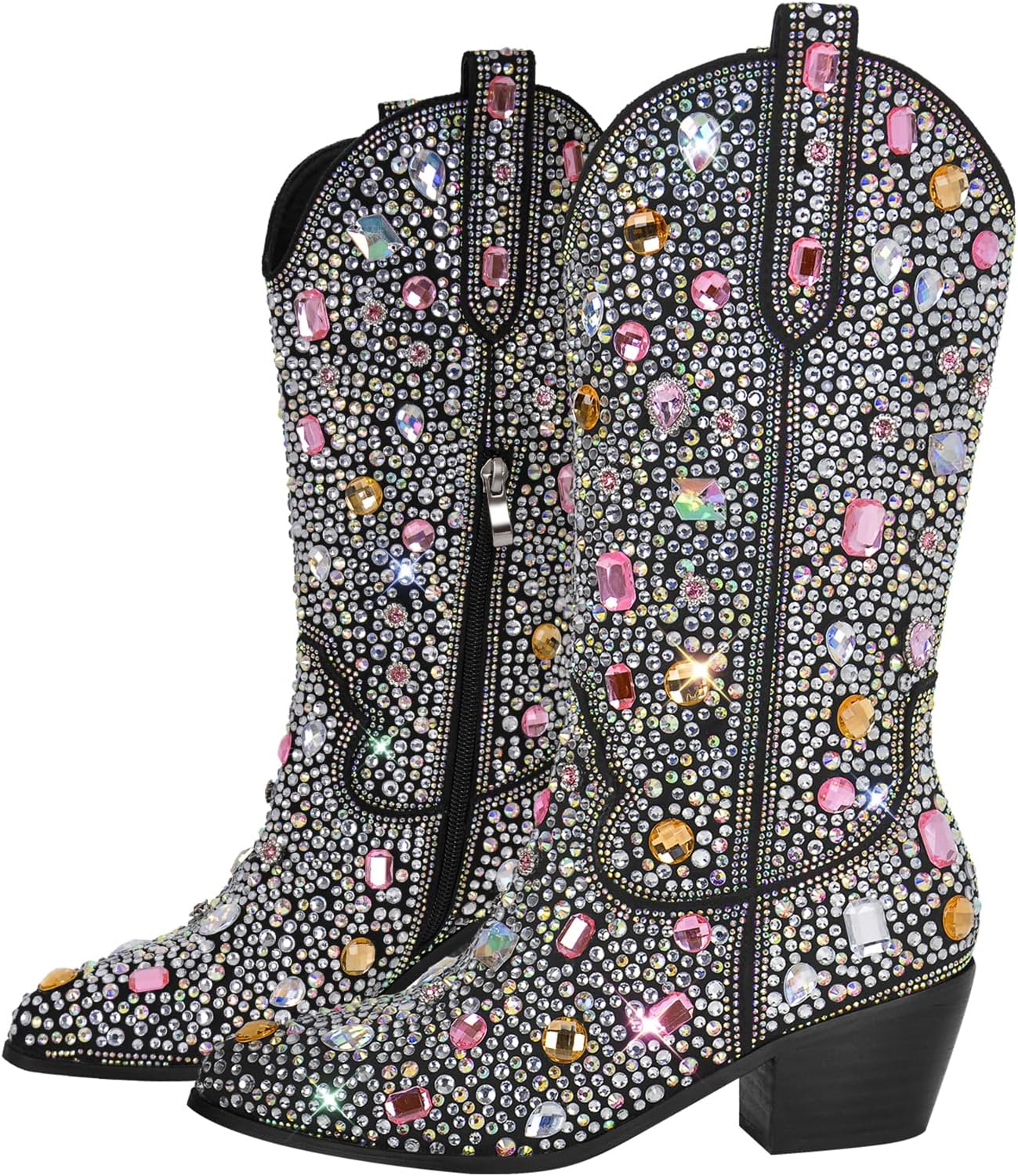 Richealnana Sparkly Rhinestones Cowboy Boots for Women