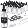 Nevlers 2 oz Clear Glass Dropper Bottles 48 Pack - Leakproof Kit