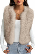 Faux Fur Vest Women Cropped Fuzzy Jacket - Cozy Layer for Fall