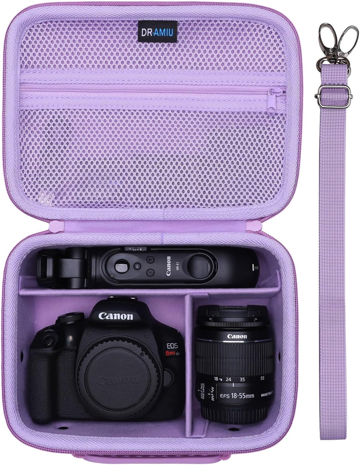 Compact Purple Camera Case with Customizable Storage