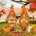 Fall Metal Yard Decorations 5 Pcs Gnome Lawn Signs - Waterproof