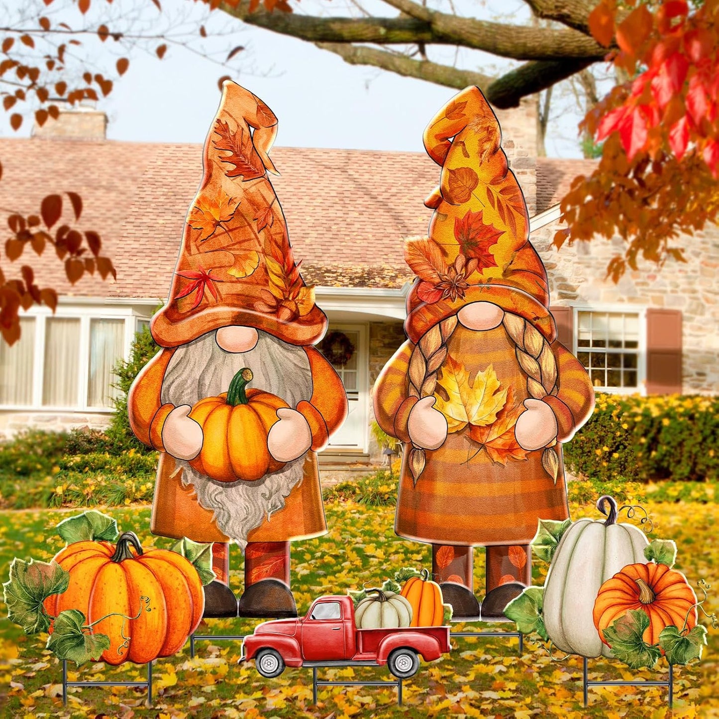 5 Pcs Fall Metal Yard Decorations for Thanksgiving Cheer