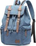 Vintage Canvas Backpack for Men & Women 25L Blue - Durable Daypack