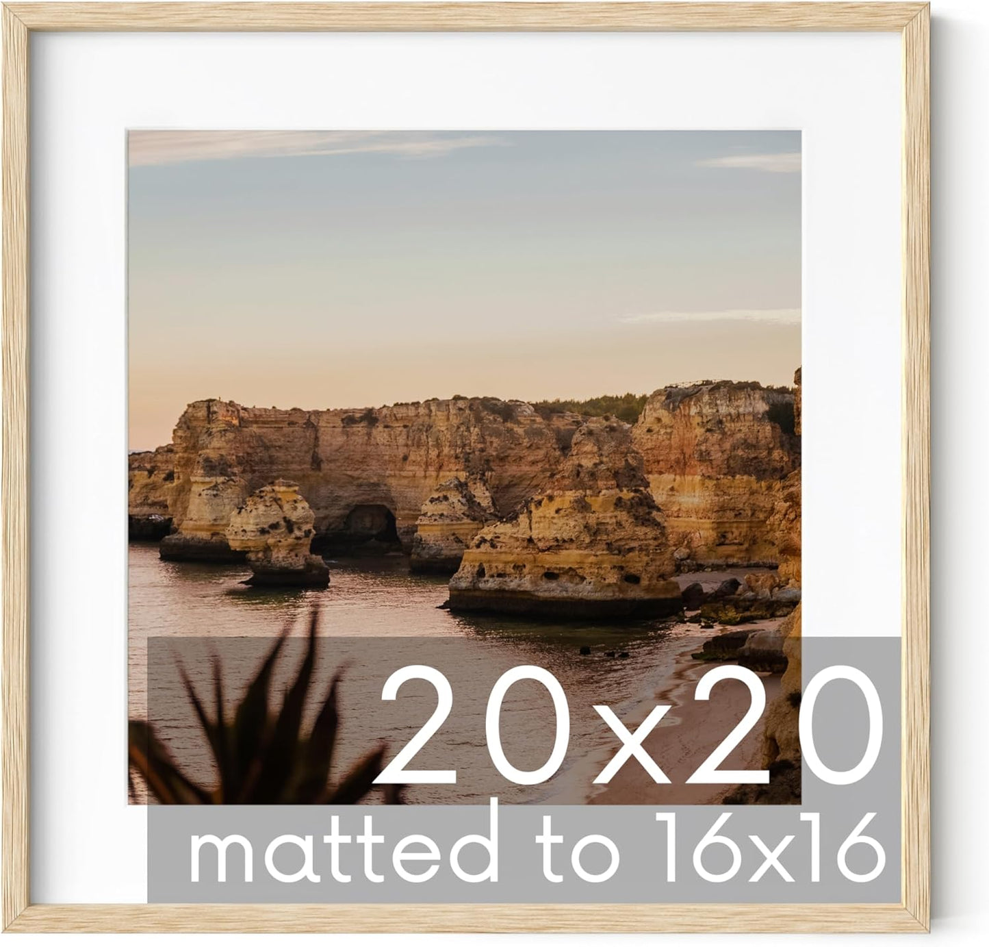 20x20 Beige Oak Wood Picture Frame for Elegant Wall Display