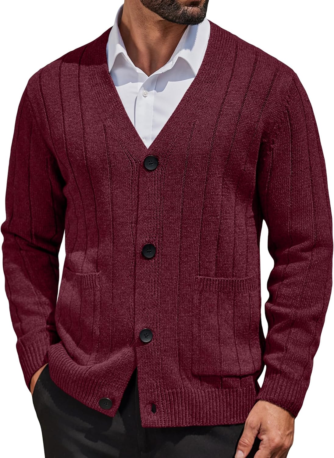 COOFANDY Men's Cardigan Sweater with Pockets for Style