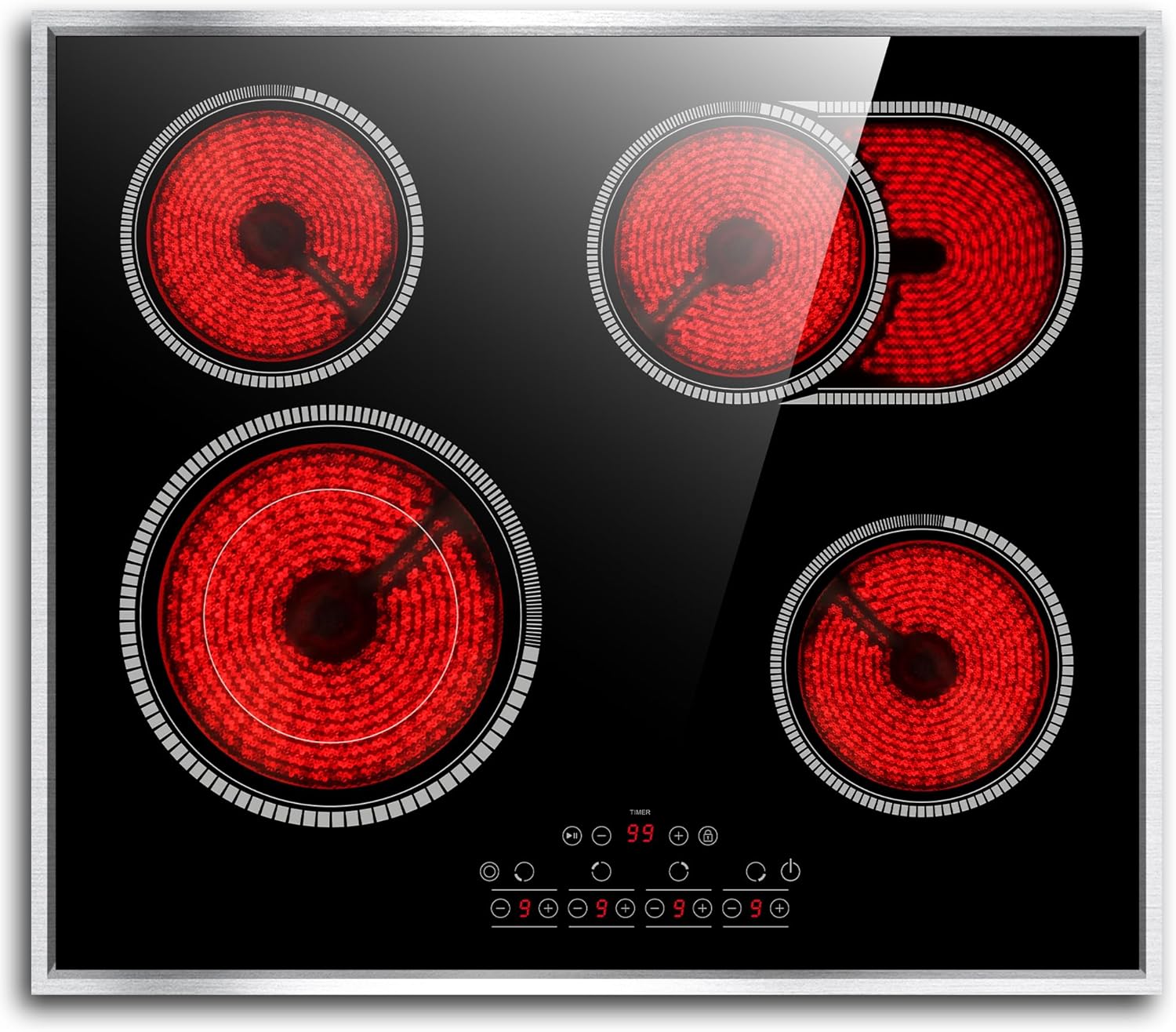24 Inch Electric Cooktop with 4 Burners for Efficient Cooking