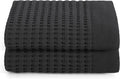 Waffle Hand Towels Set of 2 Faded Black - Quick Dry Cotton