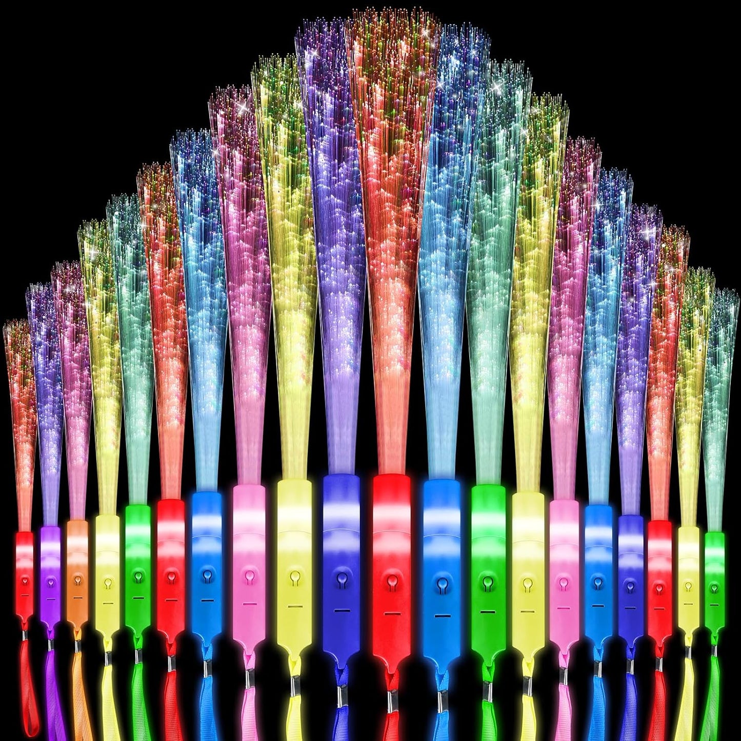96 Pack Multicolor Fiber Optic Wands for Party Fun and Events
