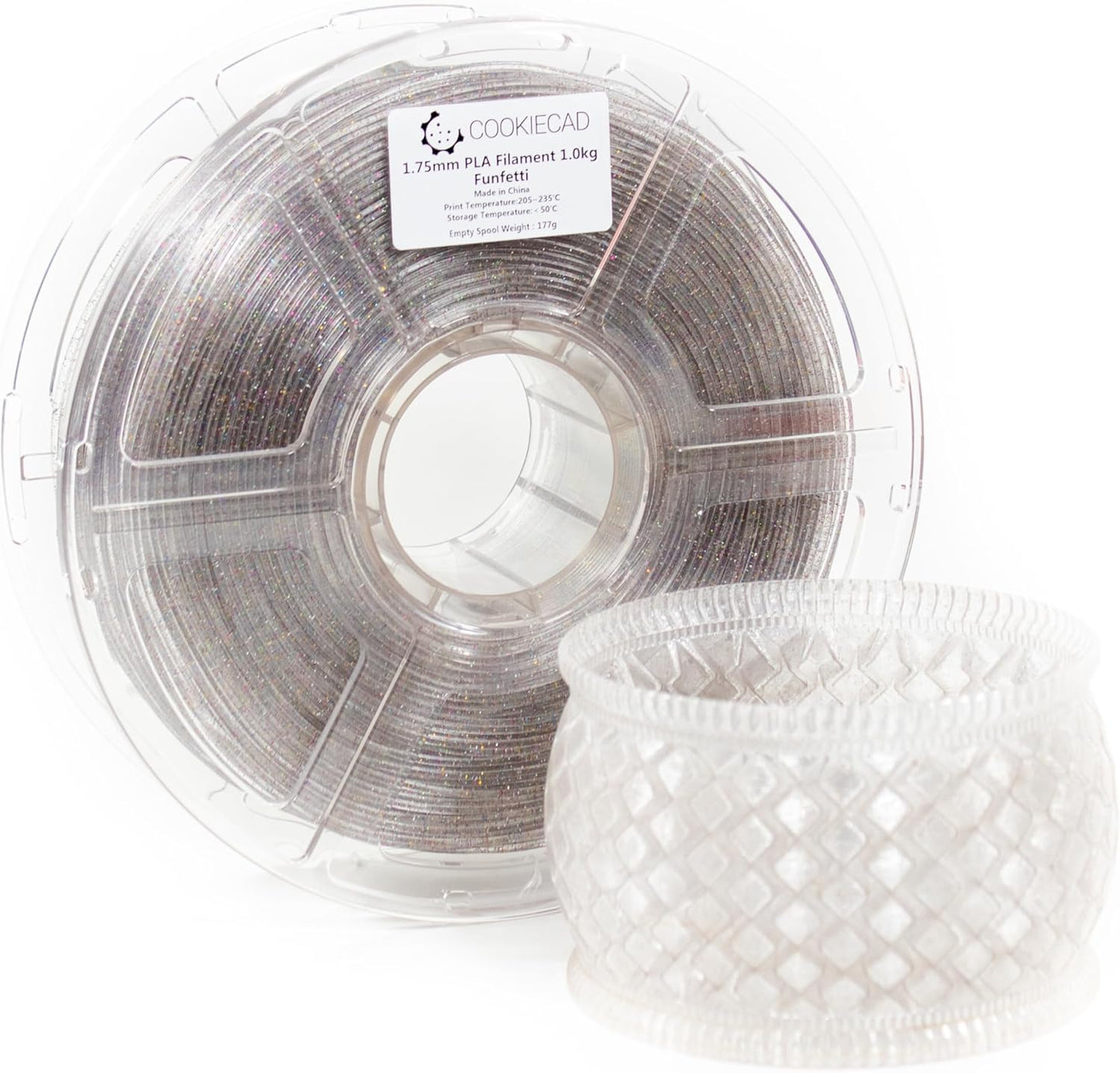 Funfetti Glitter Translucent PLA Filament for 3D Printing