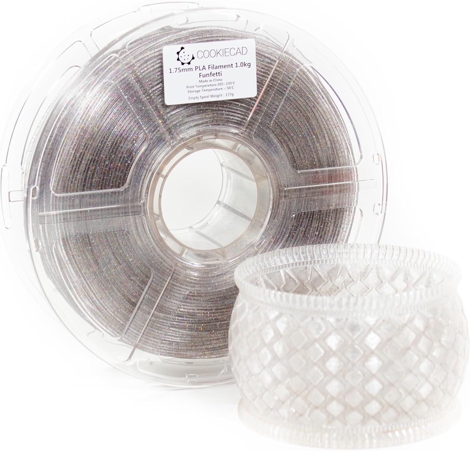 Funfetti Glitter Translucent PLA Filament for 3D Printing
