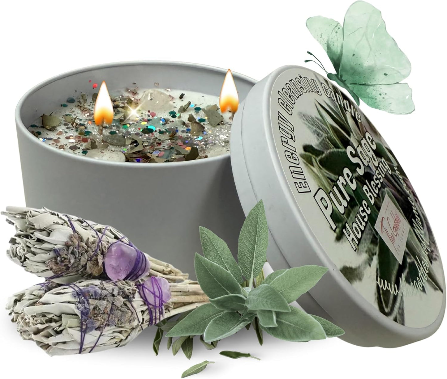 White Sage Candle for Energy Cleansing and Positive Vibes