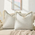 ZWJD Striped 26x26 Pillow Covers Set of 2 - Chic Fringe Cushion Covers