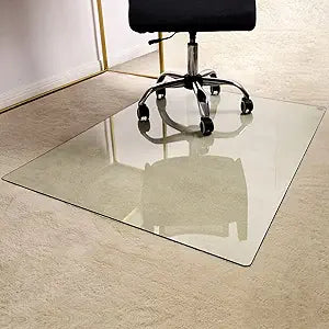 GLSLAND Office Chair Mat for Carpet - Durable Tempered Glass