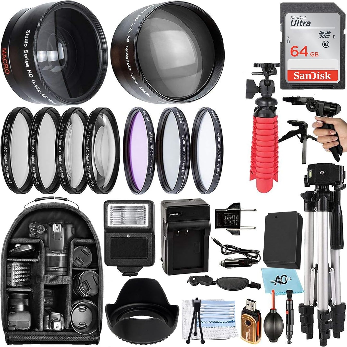 A-Cell 58mm Accessory Bundle for Canon EOS Rebel Cameras