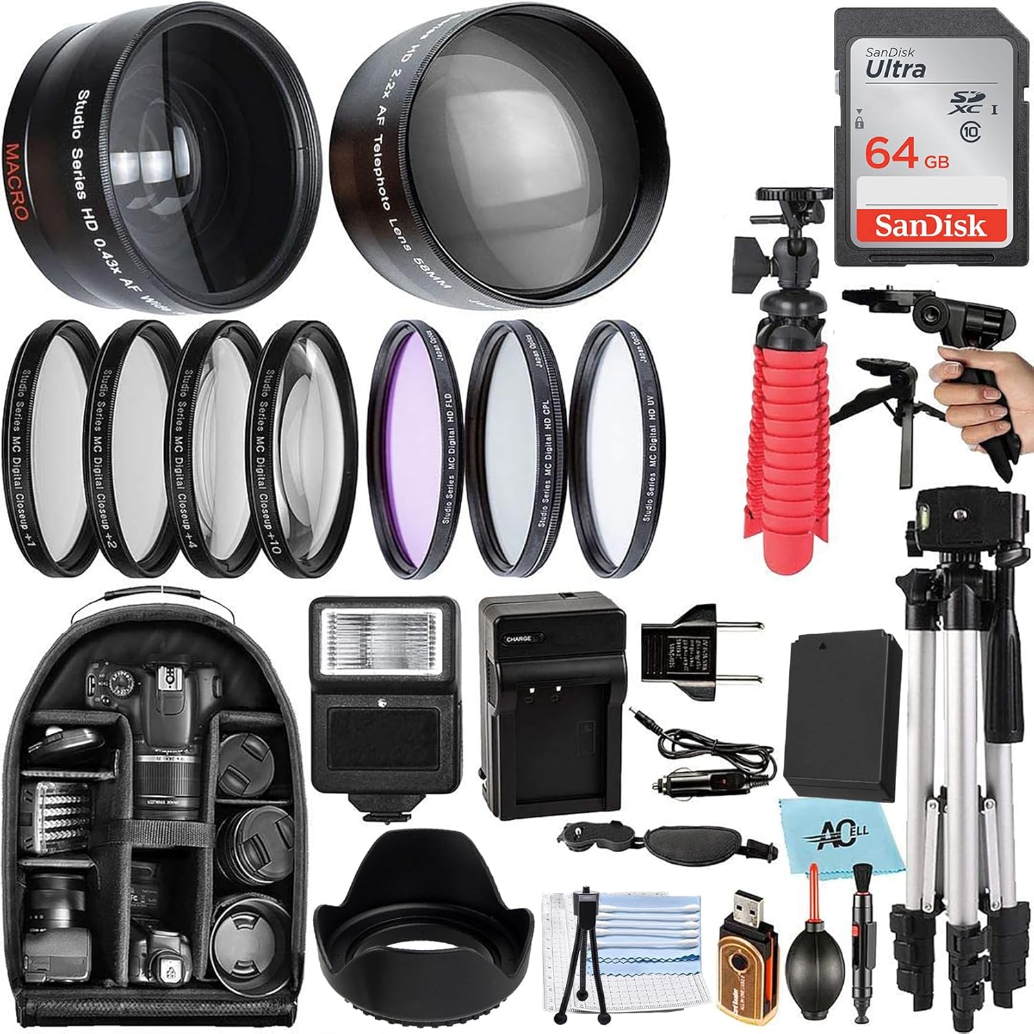 A-Cell 58mm Accessory Bundle for Canon EOS Rebel Cameras