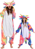 DELEY Unisex Axolotl Onesie Pajamas - Cozy Animal One Piece Costume