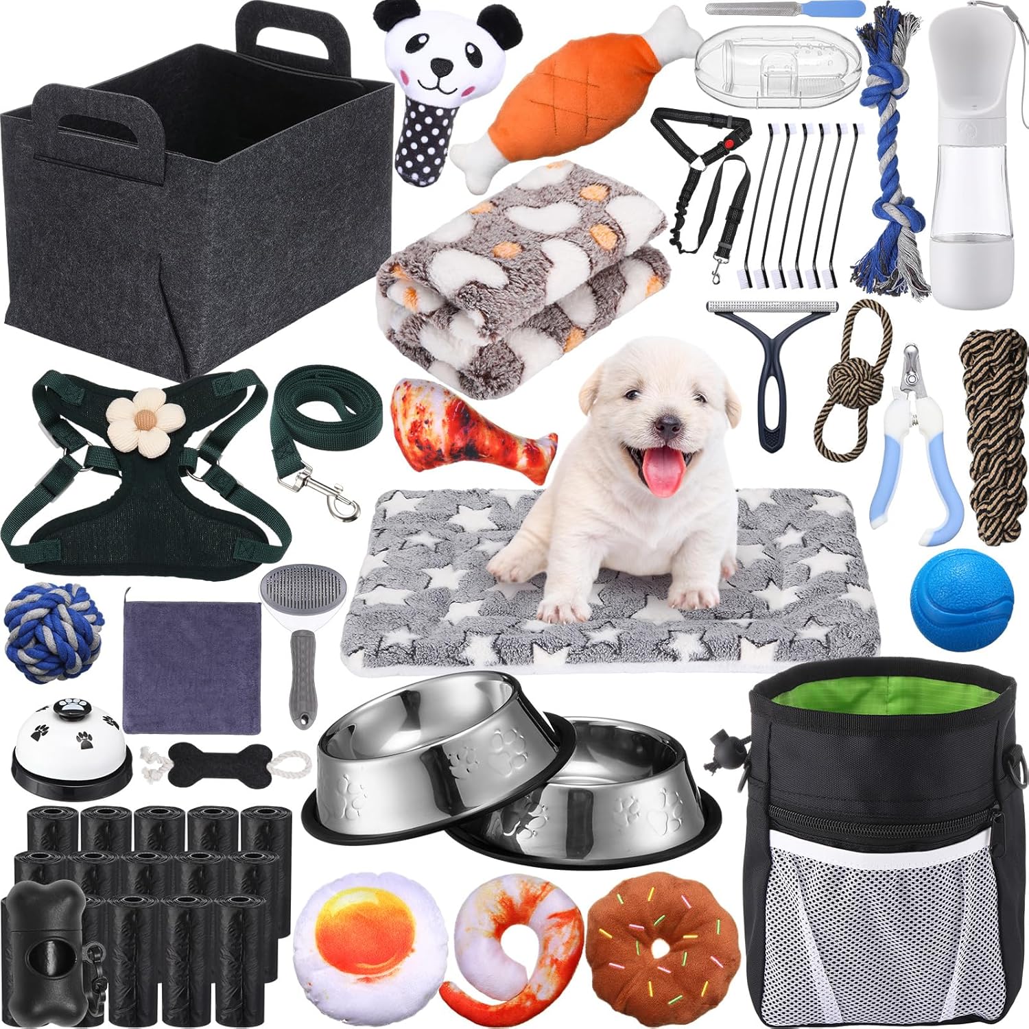 Puppy Supplies Starter Kit for Small Dogs - 50 Essential Items