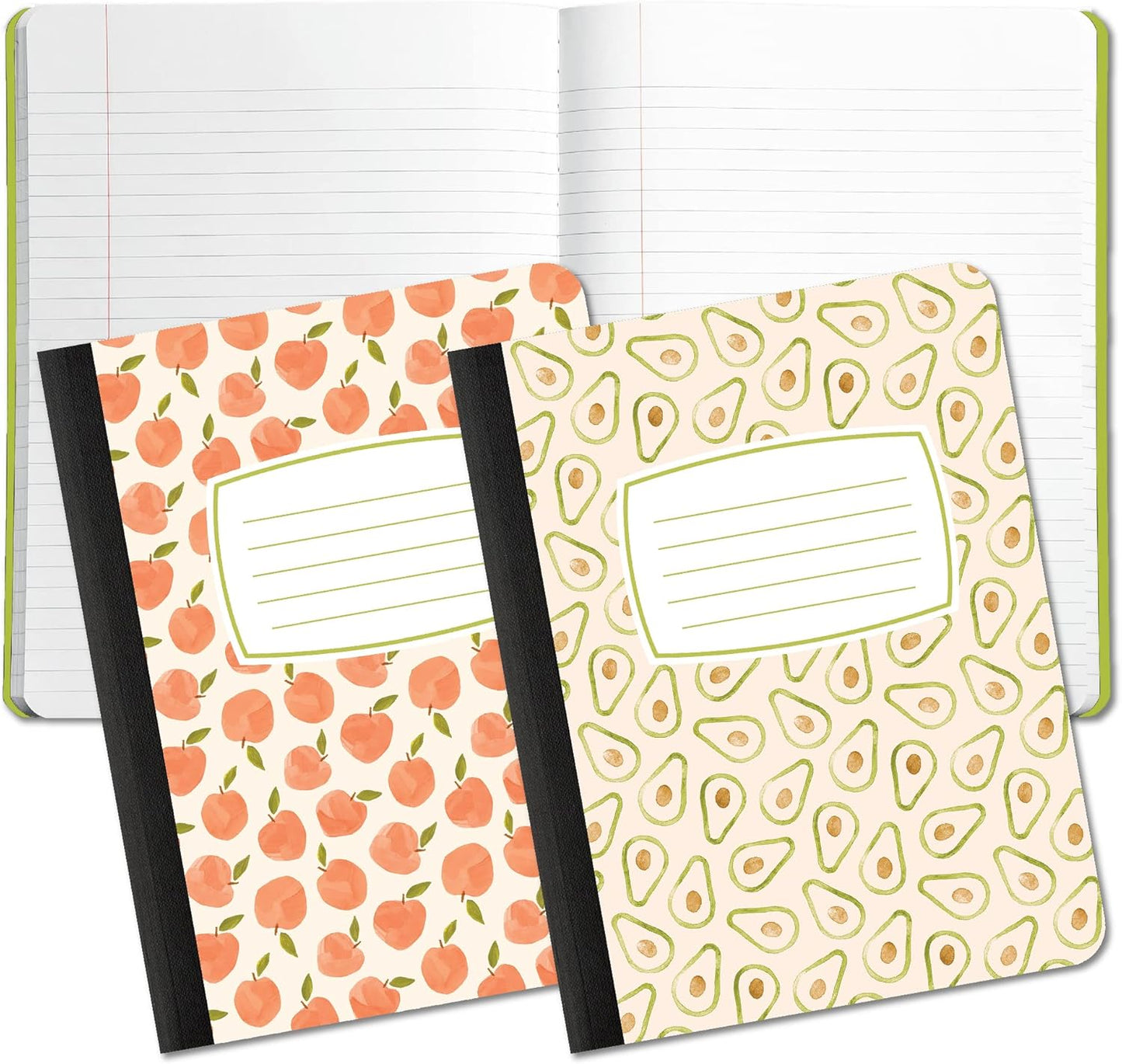 Studio Oh! Cute Composition Notebooks, Back to School Essential, Peaches & Avocados Designs