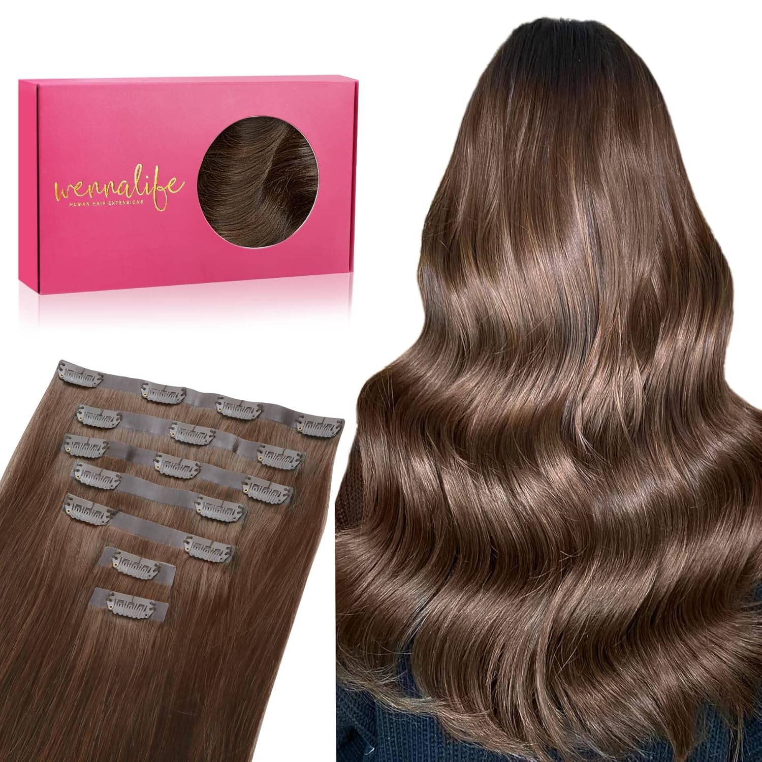 WENNALIFE Seamless Clip In Hair Extensions for Natural Look