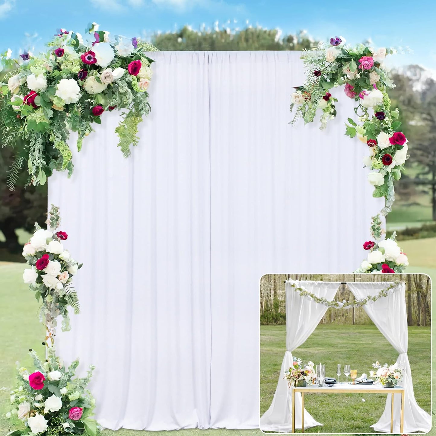 White Party Curtain Set - Perfect for Events & Photos!