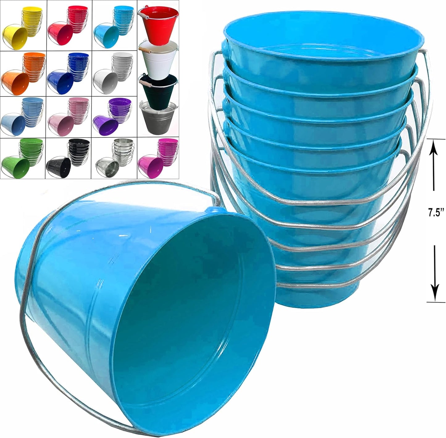 Colorful Crafting Metal Buckets 6-Pack for Creative Fun
