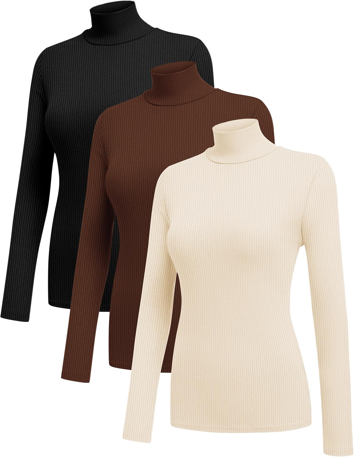 Ekouaer Women Turtleneck Shirts 3 Pack Lightweight Long Sleeve