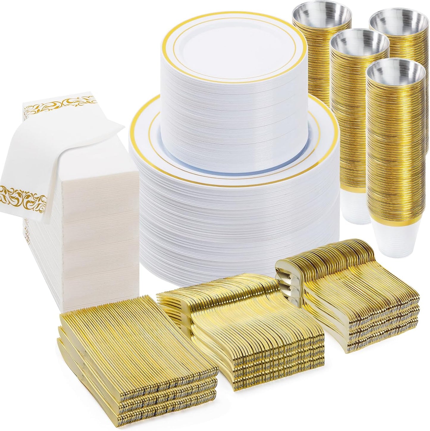 Ultimate Party Perfection: 700-Piece Gold Dinnerware Set by BESTVIP